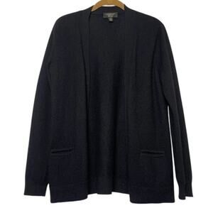 Cashmere Black Cardigan Womens Size Small Open Long Sleeve Sweater Knit Top